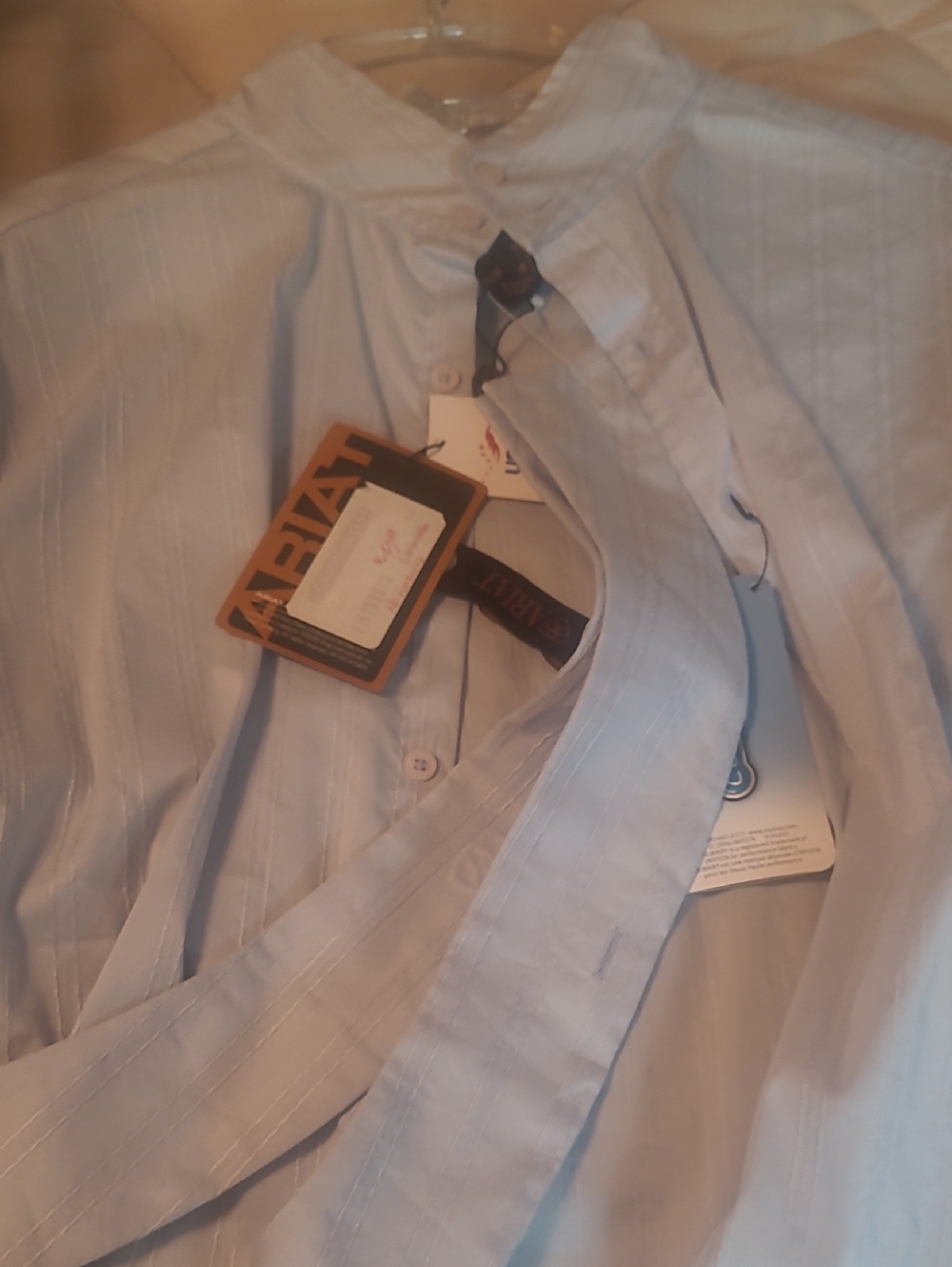 NWT Ariat Pro Series Light Blue Band-Collar Sjow Shirt, Women's 40